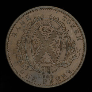 Canada, Bank of Montreal, 1 penny : 1842