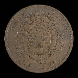 Canada, Bank of Montreal, 1 penny : 1842