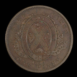 Canada, Bank of Montreal, 1 penny : 1842