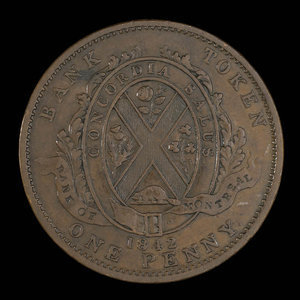 Canada, Bank of Montreal, 1 penny : 1842