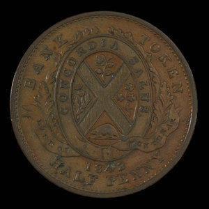 Canada, Bank of Montreal, 1/2 penny : 1842