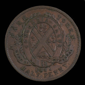 Canada, Bank of Montreal, 1/2 penny : 1844