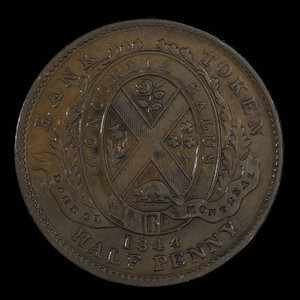 Canada, Bank of Montreal, 1/2 penny : 1844