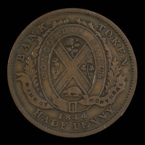 Canada, Bank of Montreal, 1/2 penny : 1844