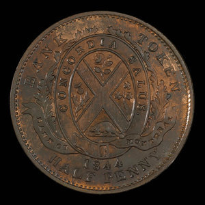 Canada, Bank of Montreal, 1/2 penny : 1844