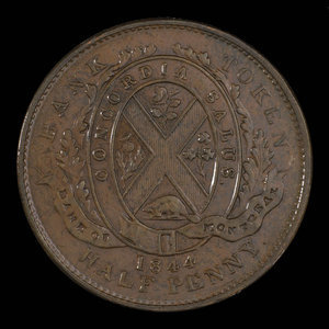 Canada, Bank of Montreal, 1/2 penny : 1844