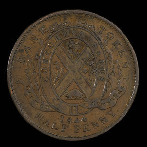 Canada, Bank of Montreal, 1/2 penny : 1844