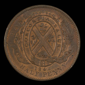 Canada, Bank of Montreal, 1/2 penny : 1844