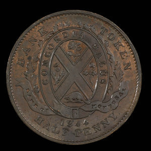 Canada, Bank of Montreal, 1/2 penny : 1844