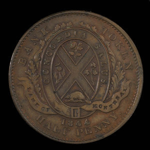 Canada, Bank of Montreal, 1/2 penny : 1844