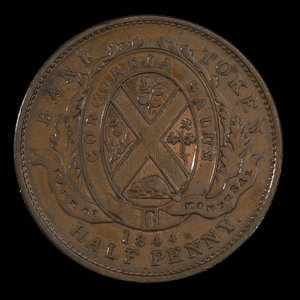 Canada, Bank of Montreal, 1/2 penny : 1844