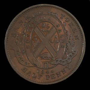 Canada, Bank of Montreal, 1/2 penny : 1844