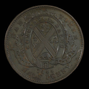 Canada, Bank of Montreal, 1/2 penny : 1844