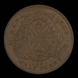 Canada, Bank of Montreal, 1/2 penny : 1844