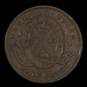 Canada, Bank of Montreal, 1/2 penny : 1844