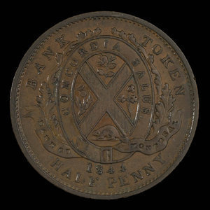 Canada, Bank of Montreal, 1/2 penny : 1844