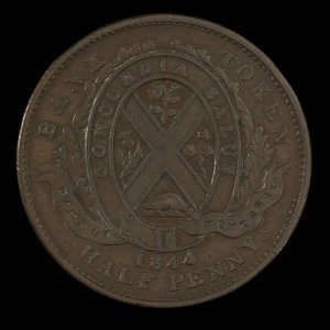 Canada, Bank of Montreal, 1/2 penny : 1844