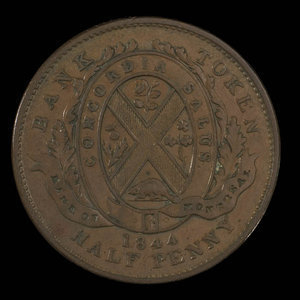 Canada, Bank of Montreal, 1/2 penny : 1844