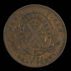 Canada, Bank of Montreal, 1/2 penny : 1844