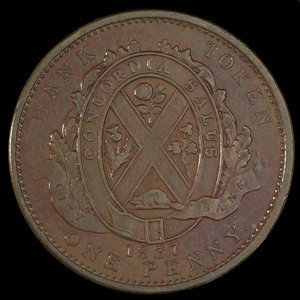 Canada, City Bank (Montreal), 1 penny : 1837