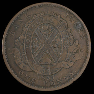 Canada, City Bank (Montreal), 1 penny : 1837