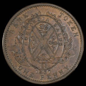 Canada, City Bank (Montreal), 1 penny : 1837