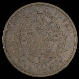 Canada, City Bank (Montreal), 1 penny : 1837