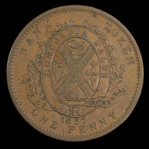 Canada, Bank of Montreal, 1 penny : 1837