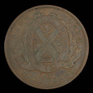 Canada, City Bank (Montreal), 1/2 penny : 1837