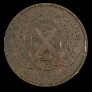 Canada, City Bank (Montreal), 1/2 penny : 1837