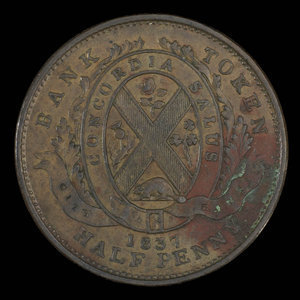 Canada, City Bank (Montreal), 1/2 penny : 1837