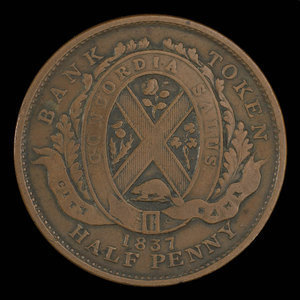 Canada, City Bank (Montreal), 1/2 penny : 1837