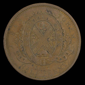 Canada, City Bank (Montreal), 1/2 penny : 1837