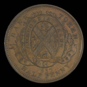 Canada, City Bank (Montreal), 1/2 penny : 1837