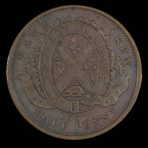 Canada, City Bank (Montreal), 1/2 penny : 1837