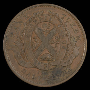 Canada, City Bank (Montreal), 1/2 penny : 1837