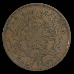 Canada, City Bank (Montreal), 1/2 penny : 1837