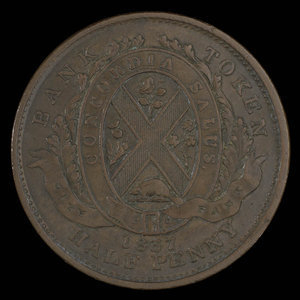 Canada, City Bank (Montreal), 1/2 penny : 1837