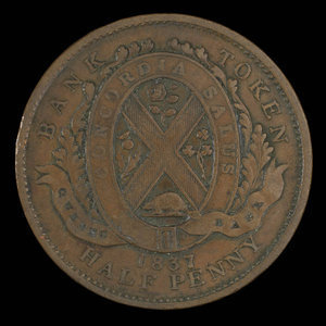 Canada, Quebec Bank, 1/2 penny : 1837