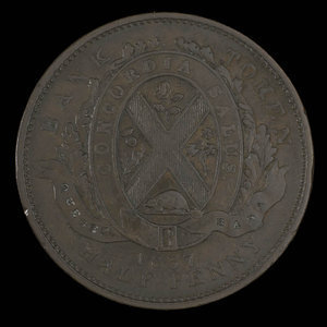 Canada, Quebec Bank, 1/2 penny : 1837