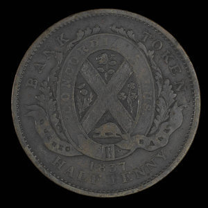 Canada, Quebec Bank, 1/2 penny : 1837