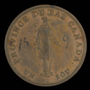 Canada, Quebec Bank, 1/2 penny : 1837