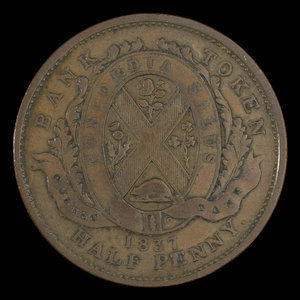 Canada, Quebec Bank, 1/2 penny : 1837