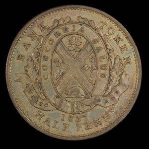 Canada, Quebec Bank, 1/2 penny : 1837