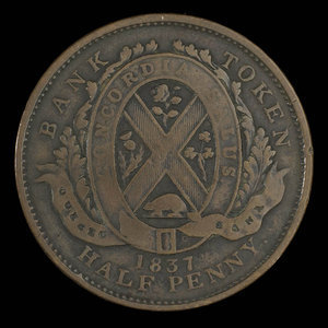 Canada, Quebec Bank, 1/2 penny : 1837