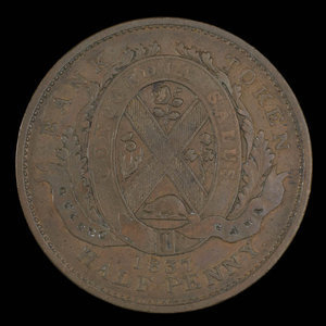 Canada, Quebec Bank, 1/2 penny : 1837