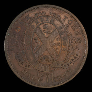 Canada, Bank of Montreal, 1/2 penny : 1837