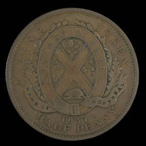 Canada, Bank of Montreal, 1/2 penny : 1837