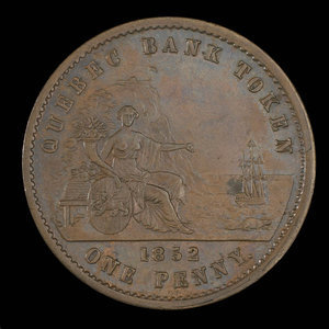 Canada, Quebec Bank, 1 penny : 1852