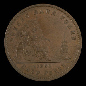 Canada, Quebec Bank, 1/2 penny : 1852